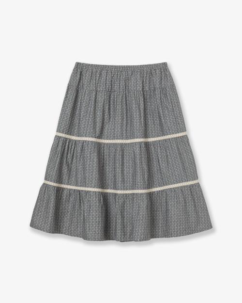 PATTERN TIERED SKIRT [CHARCOAL]