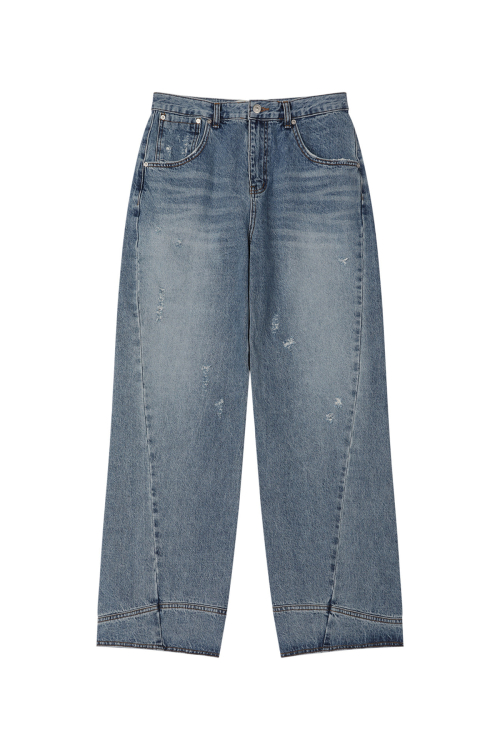 TWISTED CINCH BACK JEANS IN BLUE