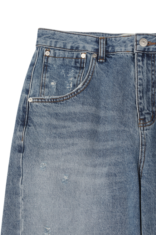 TWISTED CINCH BACK JEANS IN BLUE