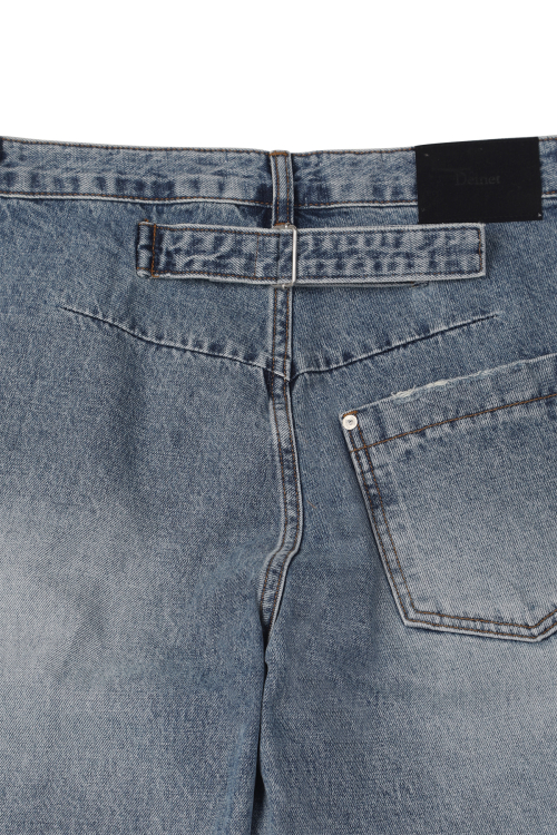 TWISTED CINCH BACK JEANS IN BLUE