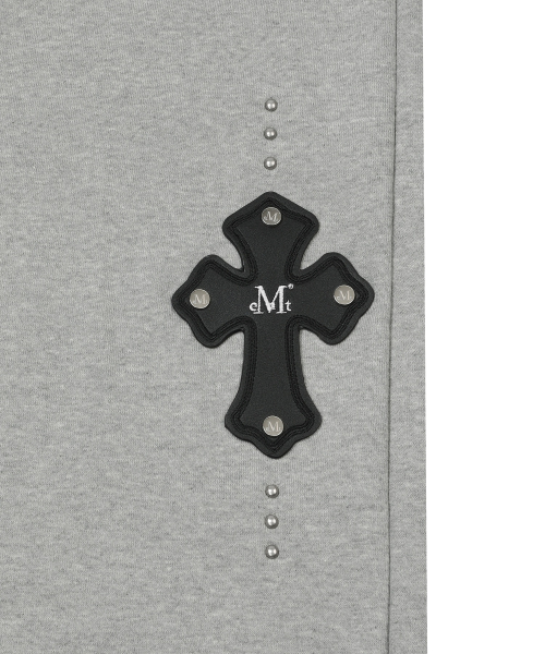 MOEN CROSS LEATHER PATCH SWEAT PANTS UNISEX (2Color)