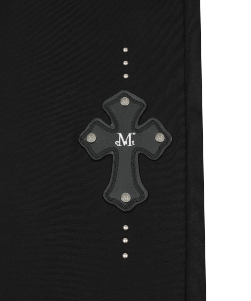 MOEN CROSS LEATHER PATCH SWEAT PANTS UNISEX (2Color)