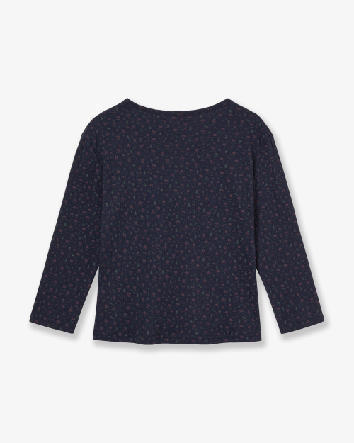FLOWER HENLEY NECK TEE [NAVY]
