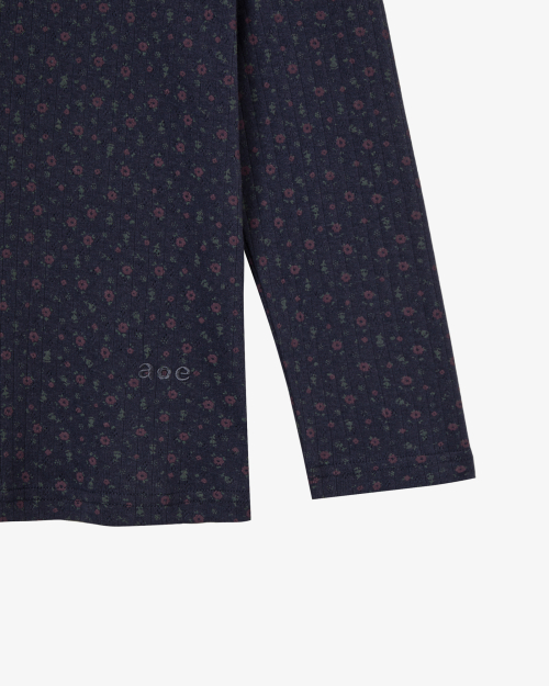 FLOWER HENLEY NECK TEE [NAVY]