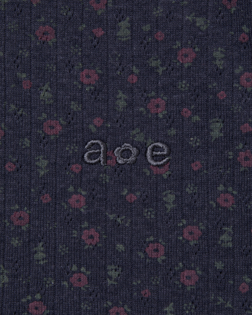 FLOWER HENLEY NECK TEE [NAVY]