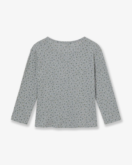 FLOWER HENLEY NECK TEE [MELANGE GREY]