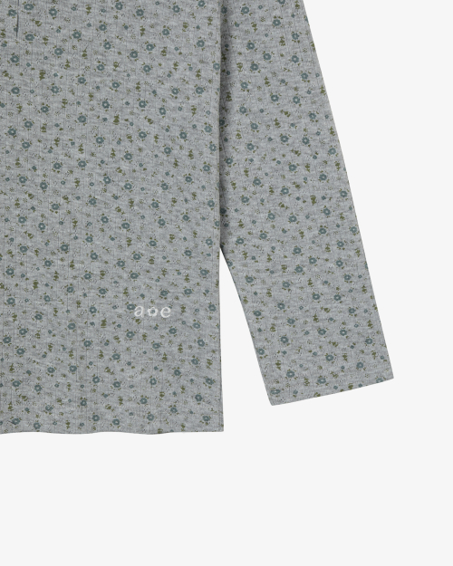 FLOWER HENLEY NECK TEE [MELANGE GREY]