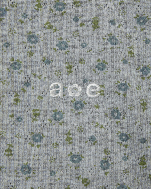 FLOWER HENLEY NECK TEE [MELANGE GREY]