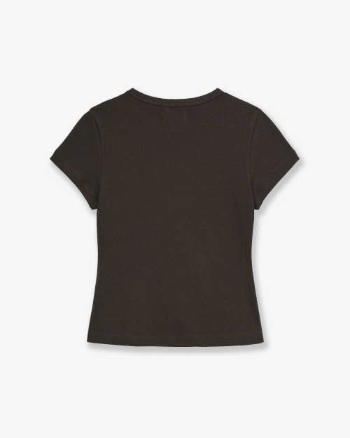 APPLIQUE FLOWER LOGO TEE [DARK BROWN]