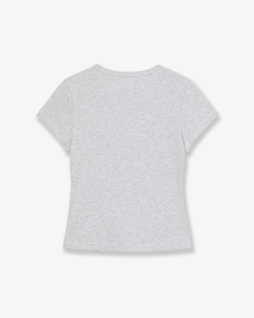 APPLIQUE FLOWER LOGO TEE [LIGHT GREY]
