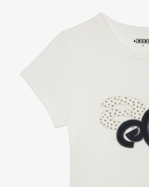 APPLIQUE FLOWER LOGO TEE [WHITE]
