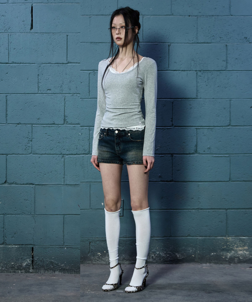 Scoop Neck L/S Tee (MELANGE GREY)