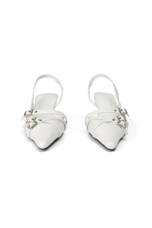 BUCKLE STRAP SLINGBACKS IN WHITE