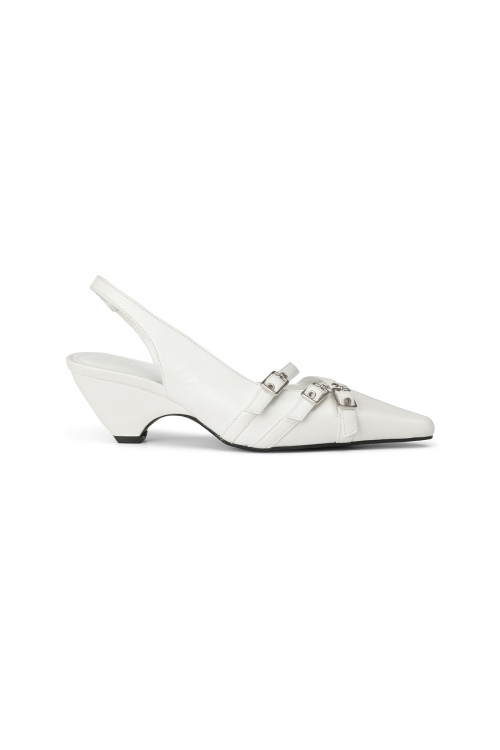 BUCKLE STRAP SLINGBACKS IN WHITE