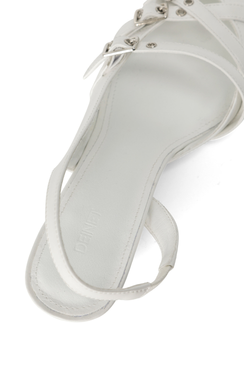 BUCKLE STRAP SLINGBACKS IN WHITE