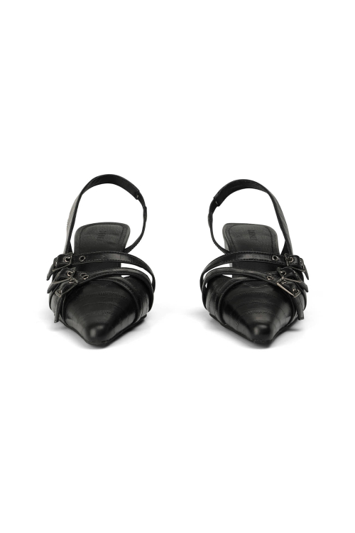 BUCKLE STRAP SLINGBACKS IN BLACK
