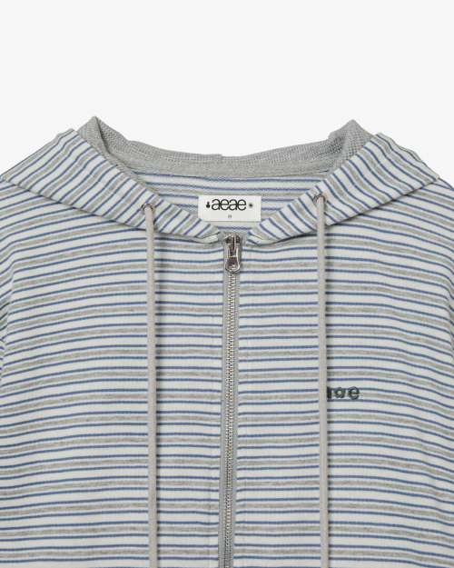 STRIPE HOODIE ZIP UP [GREY]