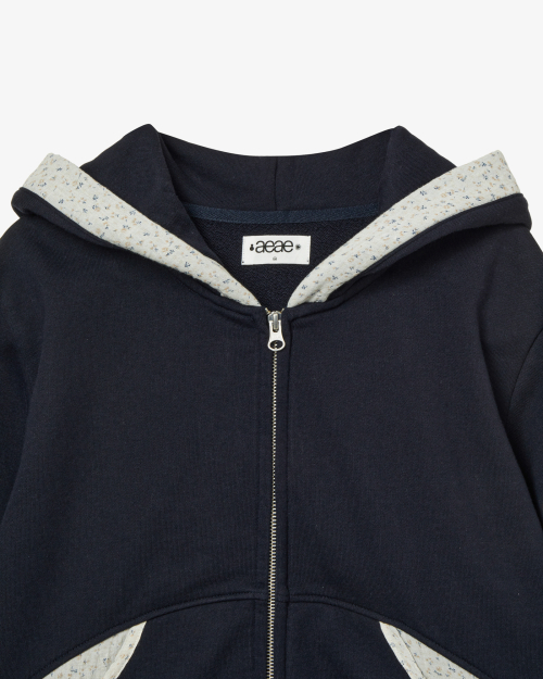ROUND POCKET HOODIE ZIP UP [NAVY]