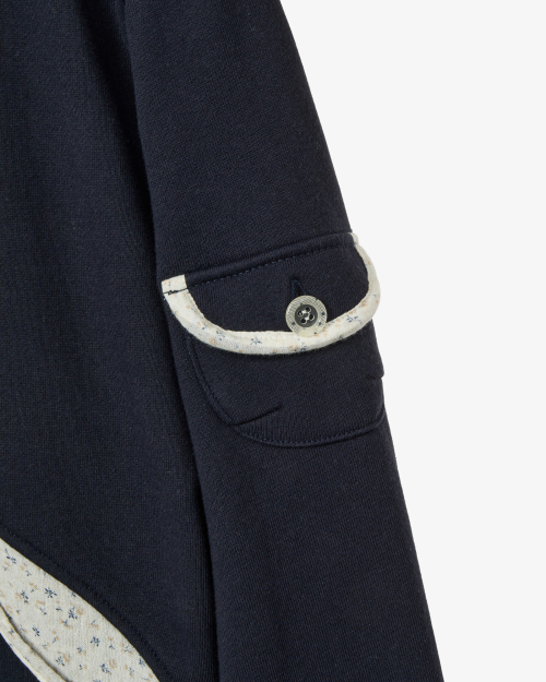 ROUND POCKET HOODIE ZIP UP [NAVY]