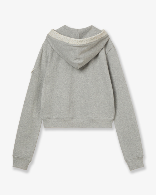 ROUND POCKET HOODIE ZIP UP [MELANGE GREY]