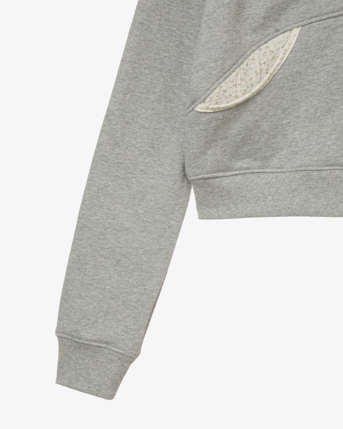 ROUND POCKET HOODIE ZIP UP [MELANGE GREY]