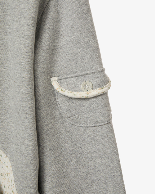 ROUND POCKET HOODIE ZIP UP [MELANGE GREY]