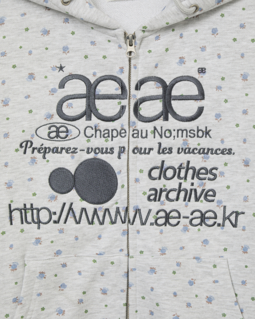 WEB LOGO FLOWER HOOD ZIP UP [BLUE]