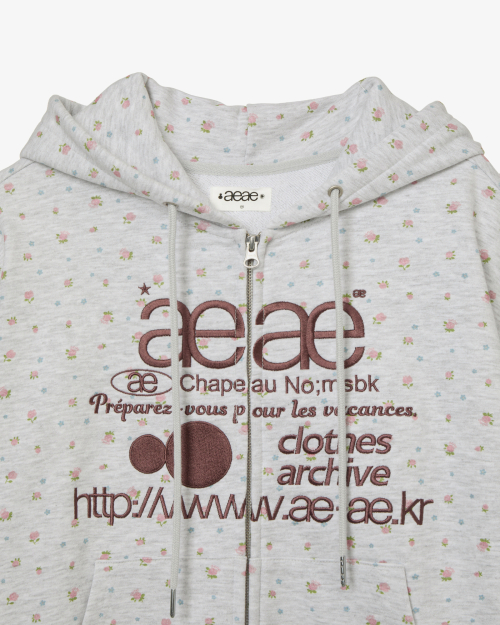 WEB LOGO FLOWER HOOD ZIP UP [PINK]