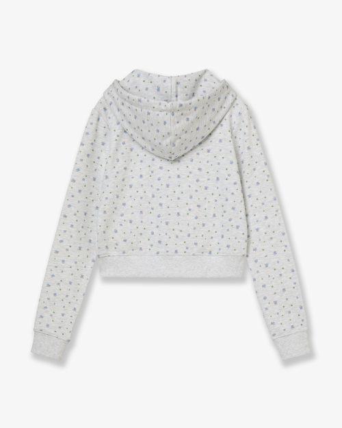 WEB LOGO FLOWER CROP HOOD ZIP UP [BLUE]
