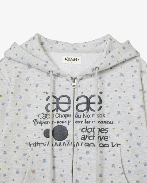 WEB LOGO FLOWER CROP HOOD ZIP UP [BLUE]