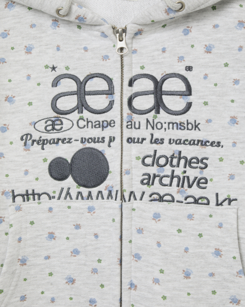 WEB LOGO FLOWER CROP HOOD ZIP UP [BLUE]