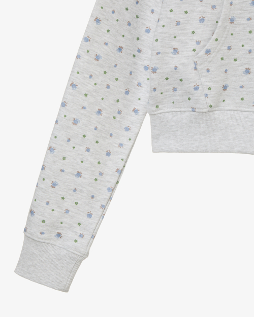 WEB LOGO FLOWER CROP HOOD ZIP UP [BLUE]