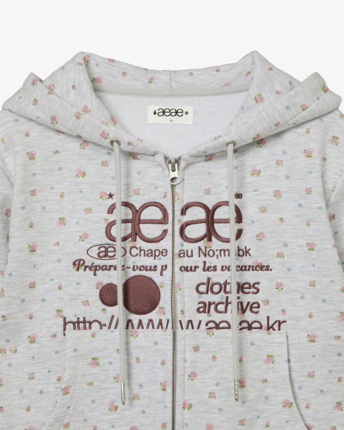 WEB LOGO FLOWER CROP HOOD ZIP UP [PINK]