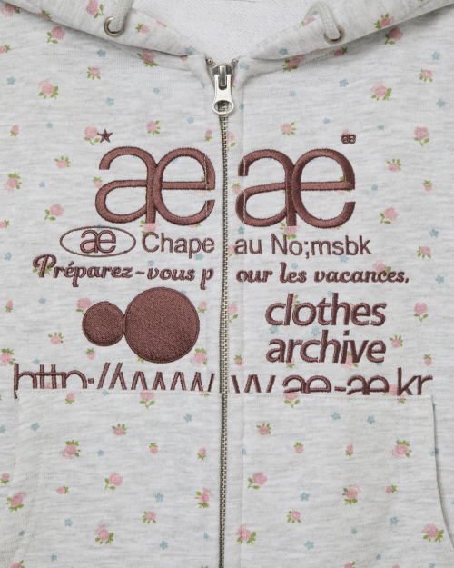 WEB LOGO FLOWER CROP HOOD ZIP UP [PINK]