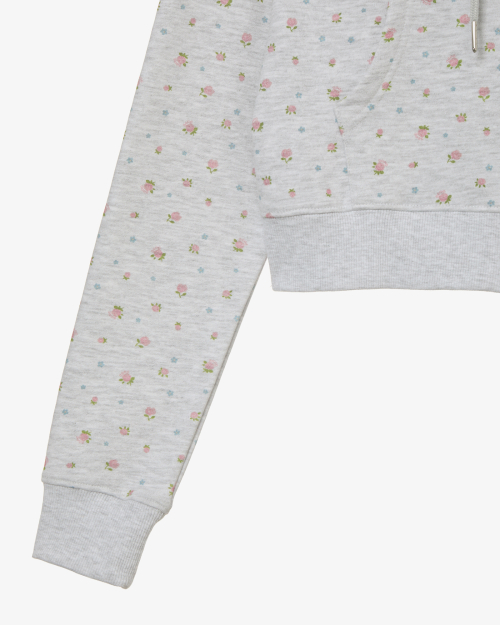 WEB LOGO FLOWER CROP HOOD ZIP UP [PINK]