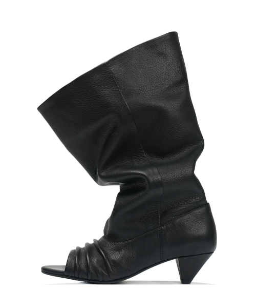 101 slouchy open toe boots / black