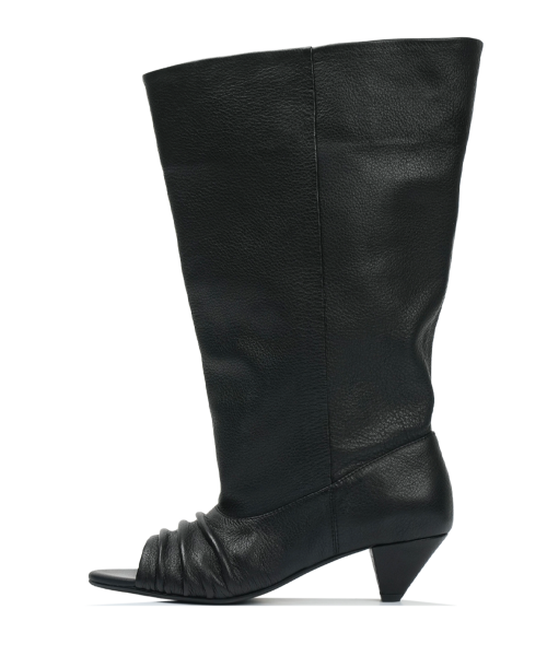 101 slouchy open toe boots / black
