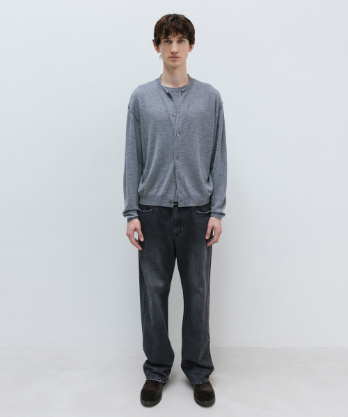 Semi-Wide Denim Pants DARK GREY