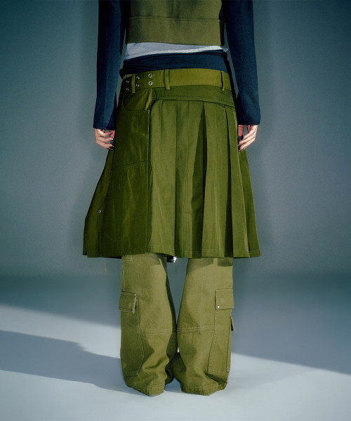 RENNY LAYERED TWO-TONE SKIRT KHAKI