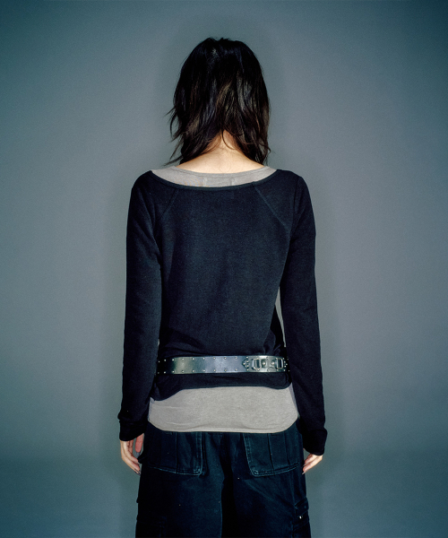LENNY HENLEY NECK LONG-SLEEVE T-SHIRT BLACK