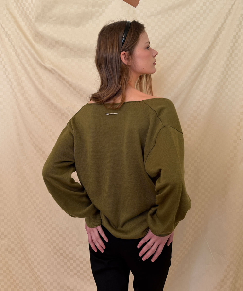 Peed deep v-neck knit - Olive