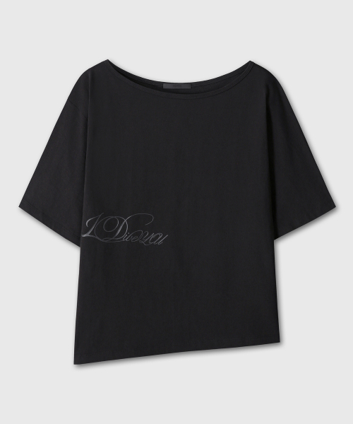 ONE SHOULDER GRAPHIC T-SHIRTS (BLACK)