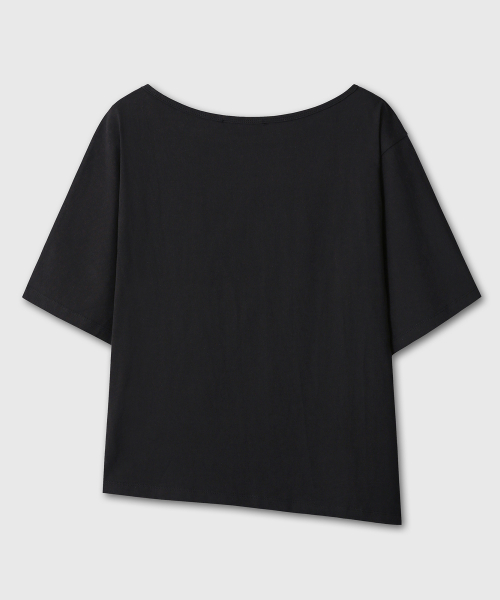 ONE SHOULDER GRAPHIC T-SHIRTS (BLACK)