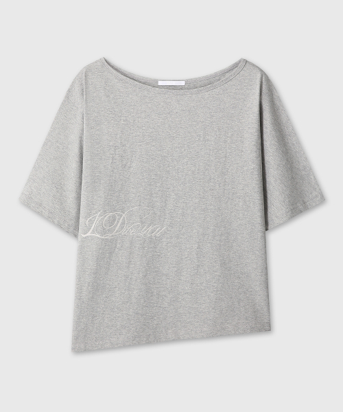 ONE SHOULDER GRAPHIC T-SHIRTS (MELANGE GRAY)