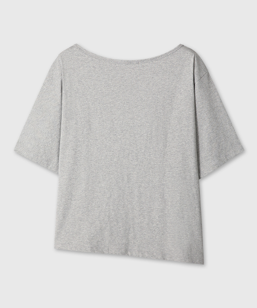 ONE SHOULDER GRAPHIC T-SHIRTS (MELANGE GRAY)