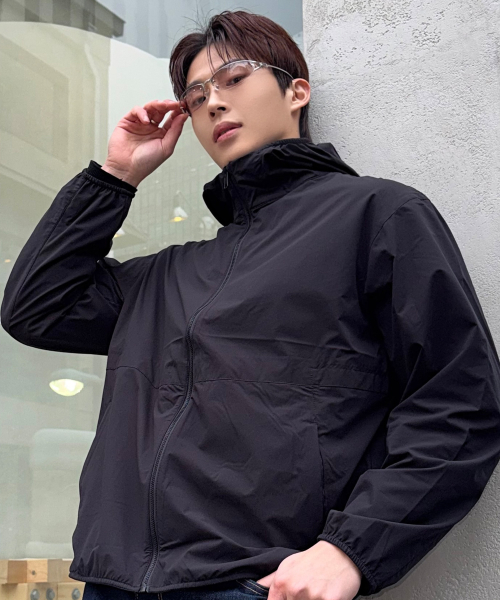 Hood Lightweight Semi-Overfit Windbreaker - 3color