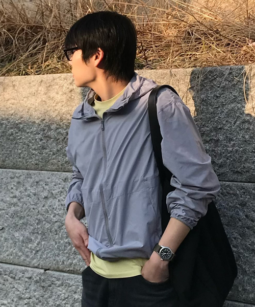 [SET][Hood or High-Neck Selection] Lightweight Semi-Oversized-Fit Windbreaker - 5color