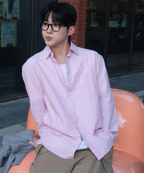 Cotton 100%Circerlike Stripe Oversized Fit Shirt - 3color