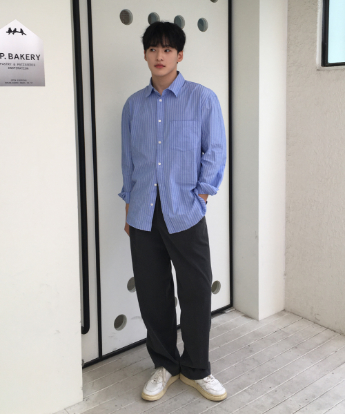 Cotton 100%Circerlike Stripe Oversized Fit Shirt - 3color