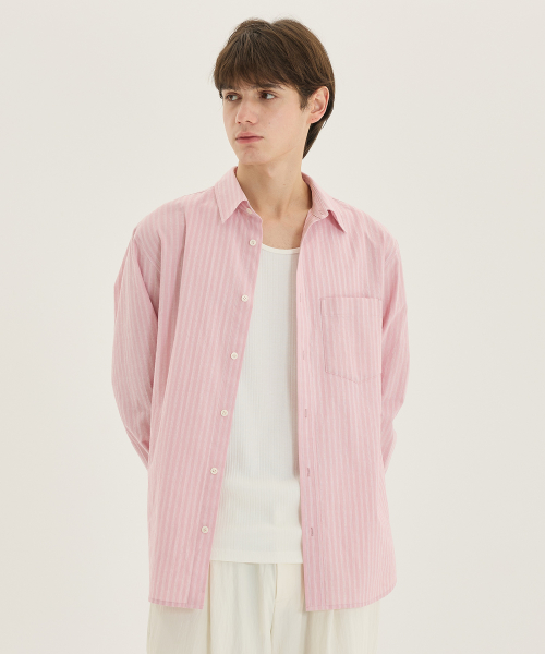 [2PACK]Cotton 100 Circerlike Stripe Oversized Fit Shirt - 3 colors
